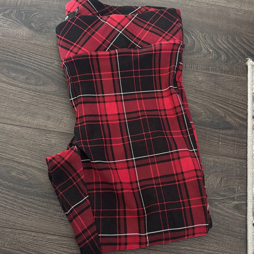 Torrid Plaid Stretch Ponte Pants in Black and Red